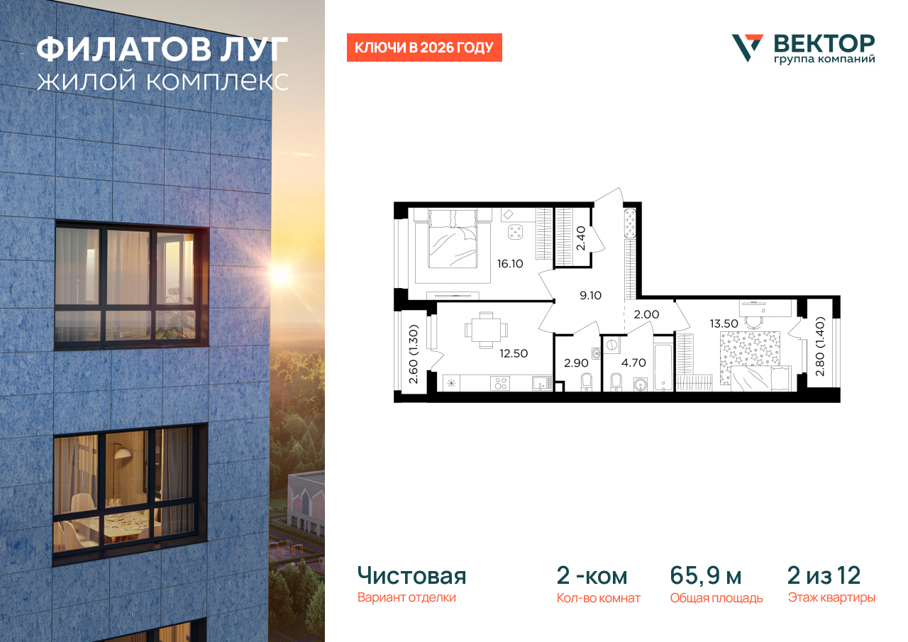 Продажа 2-комнатной новостройки, Москва, Москва г,  жилой комплекс Филатов Луг