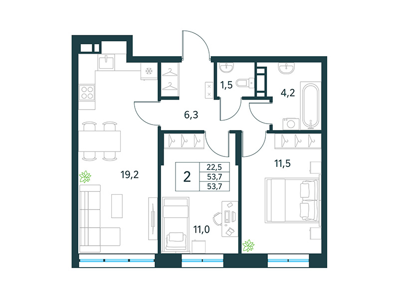 Продажа 2-комнатной новостройки, Чита, микрорайон Хороший,  16