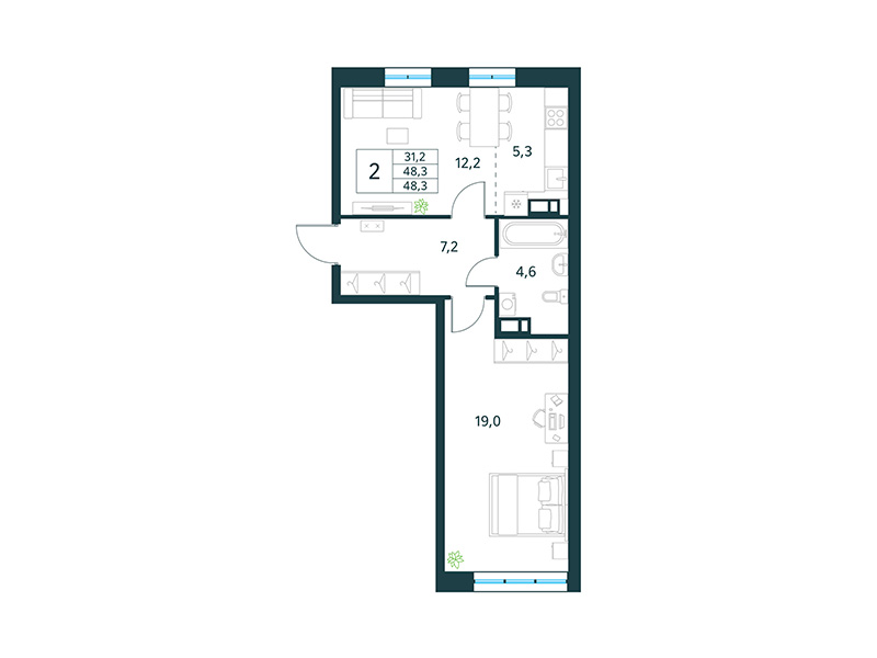 Продажа 2-комнатной новостройки, Чита, микрорайон Хороший,  15