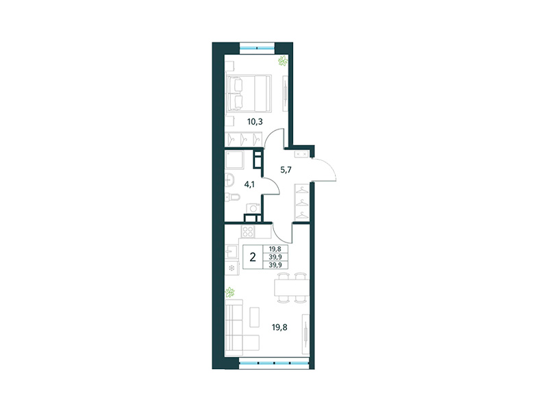 Продажа 2-комнатной новостройки, Чита, микрорайон Хороший,  17