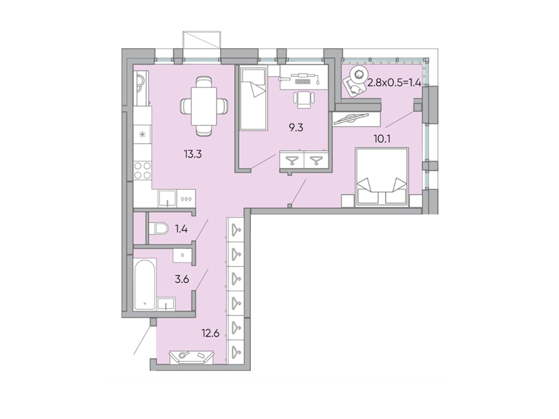 Продажа 2-комнатной новостройки, Чита, микрорайон Хороший,  17