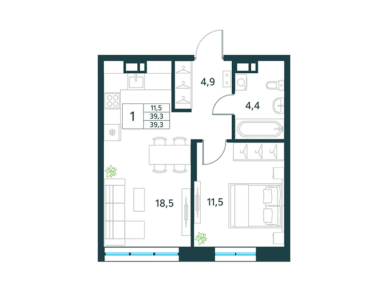 Продажа 1-комнатной новостройки, Чита, микрорайон Хороший,  17