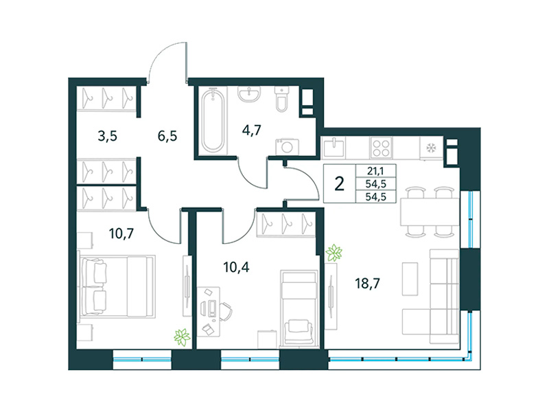 Продажа 2-комнатной новостройки, Чита, микрорайон Хороший,  17
