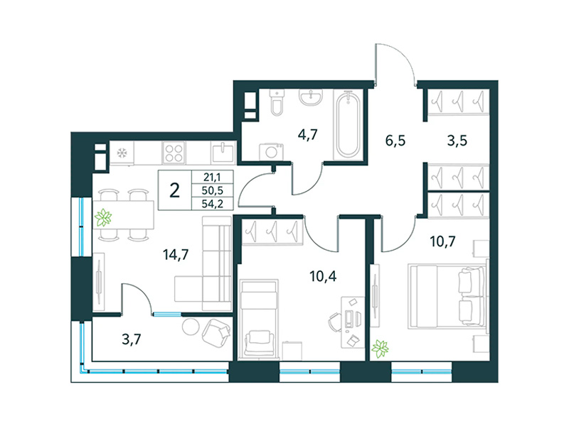 Продажа 2-комнатной новостройки, Чита, микрорайон Хороший,  17