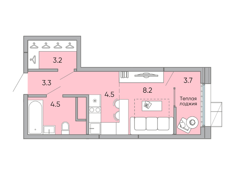 Продажа 1-комнатной новостройки, Чита, микрорайон Хороший,  14