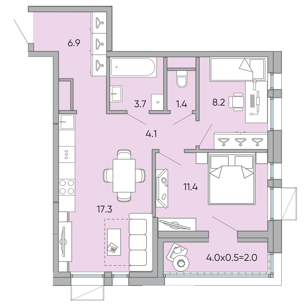 Продажа 2-комнатной новостройки, Чита, микрорайон Хороший,  14