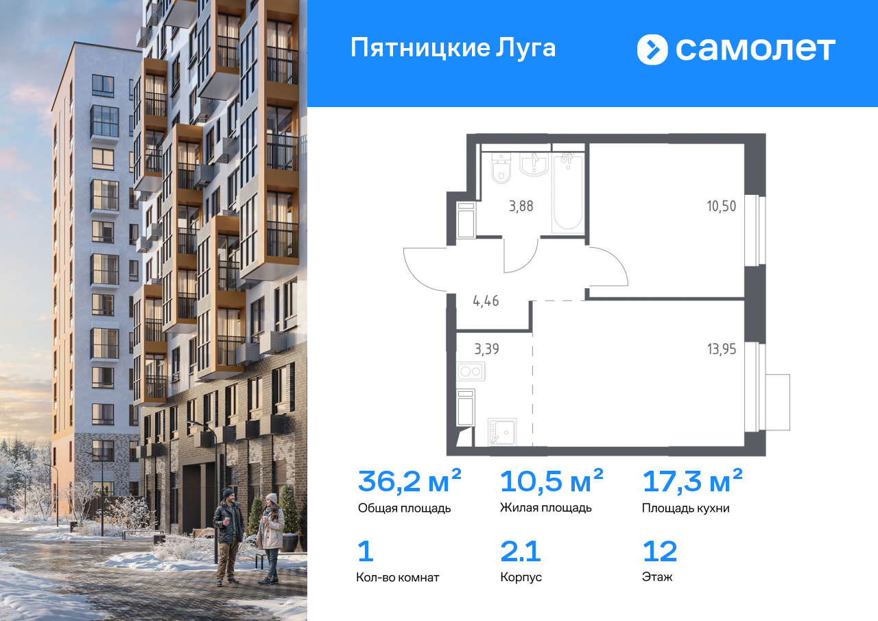 Продажа 1-комнатной новостройки, Юрлово, жилой комплекс Пятницкие Луга,  к2/1