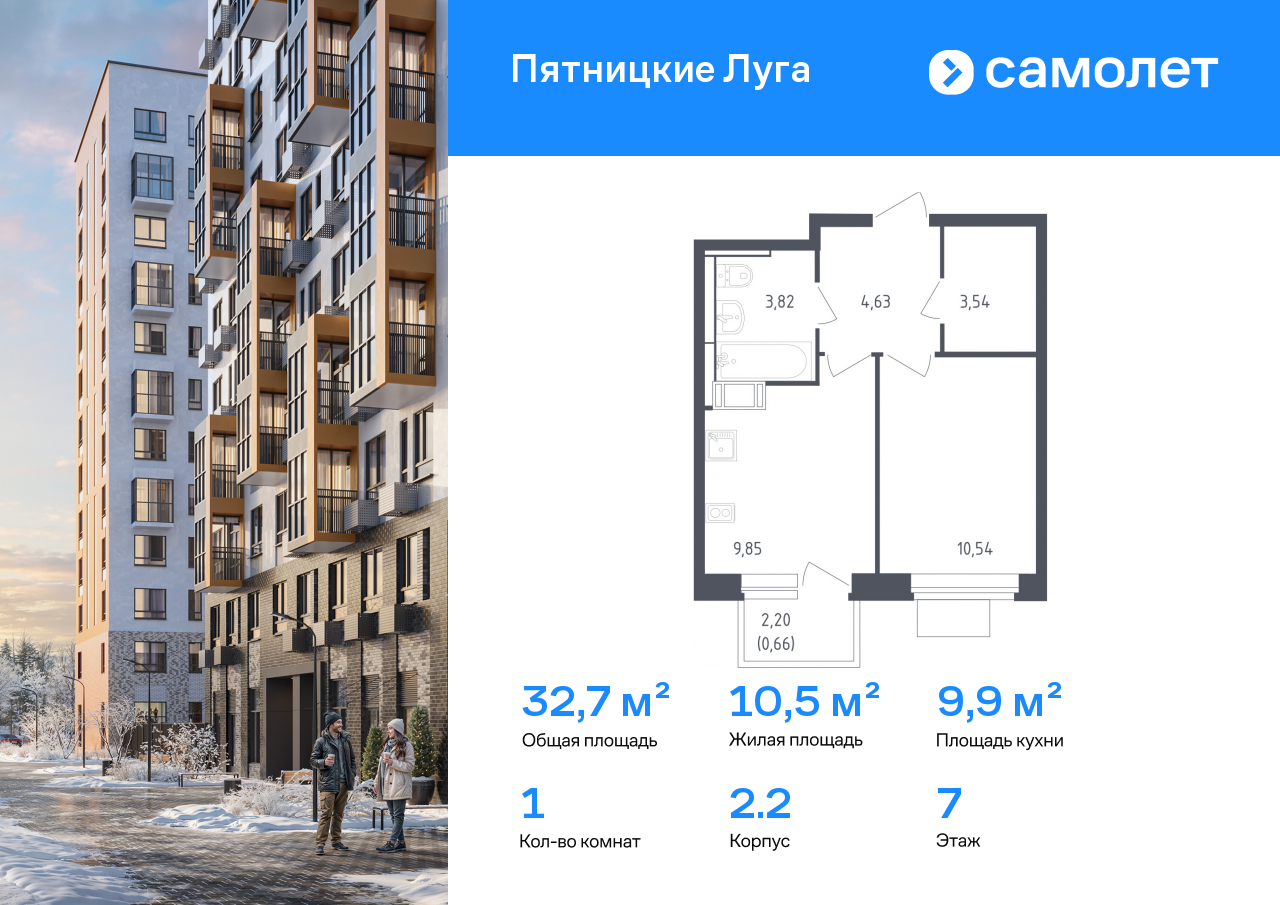 Продажа 1-комнатной новостройки, Юрлово, жилой комплекс Пятницкие Луга,  к2/2