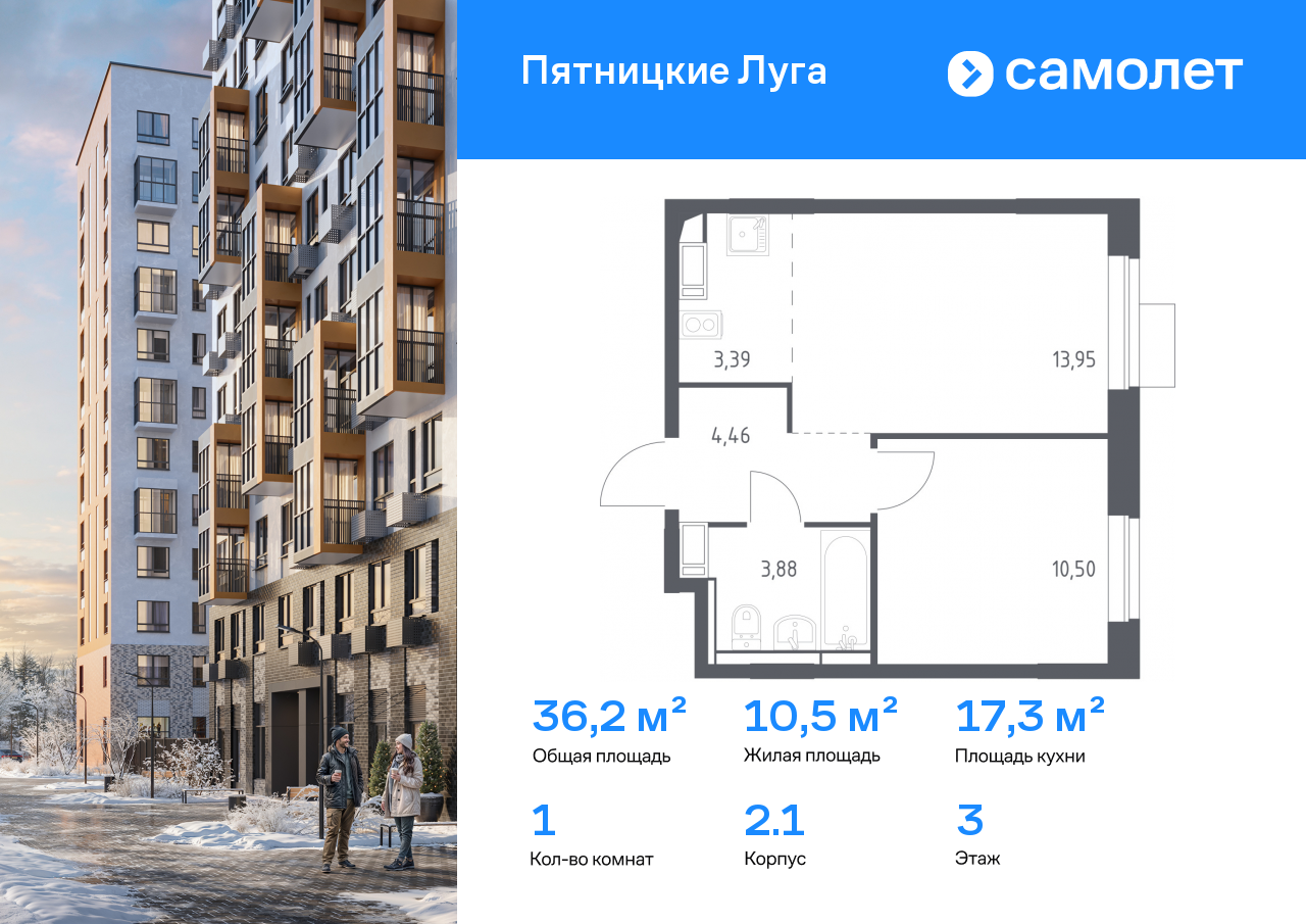 Продажа 1-комнатной новостройки, Юрлово, жилой комплекс Пятницкие Луга,  к2/1