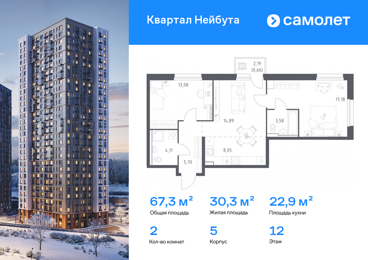 Продажа 2-комнатной новостройки, Владивосток, жилой комплекс Квартал Нейбута,  141к1