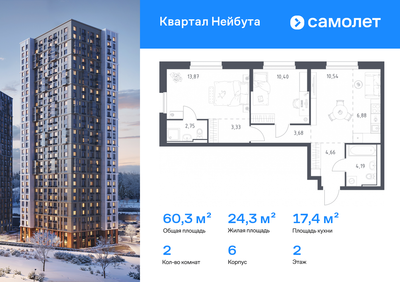 Продажа 2-комнатной новостройки, Владивосток, жилой комплекс Квартал Нейбута,  141к1