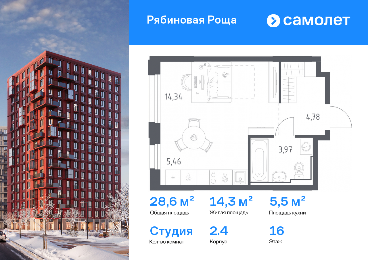 Продажа 1-комнатной новостройки, Чита, Железобетонная ул,  2/4