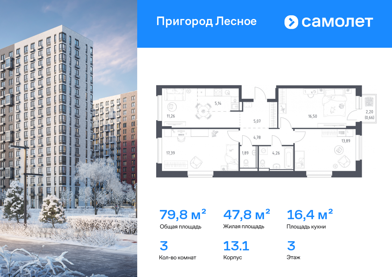Продажа 3-комнатной новостройки, Московская, улица Современников,  2