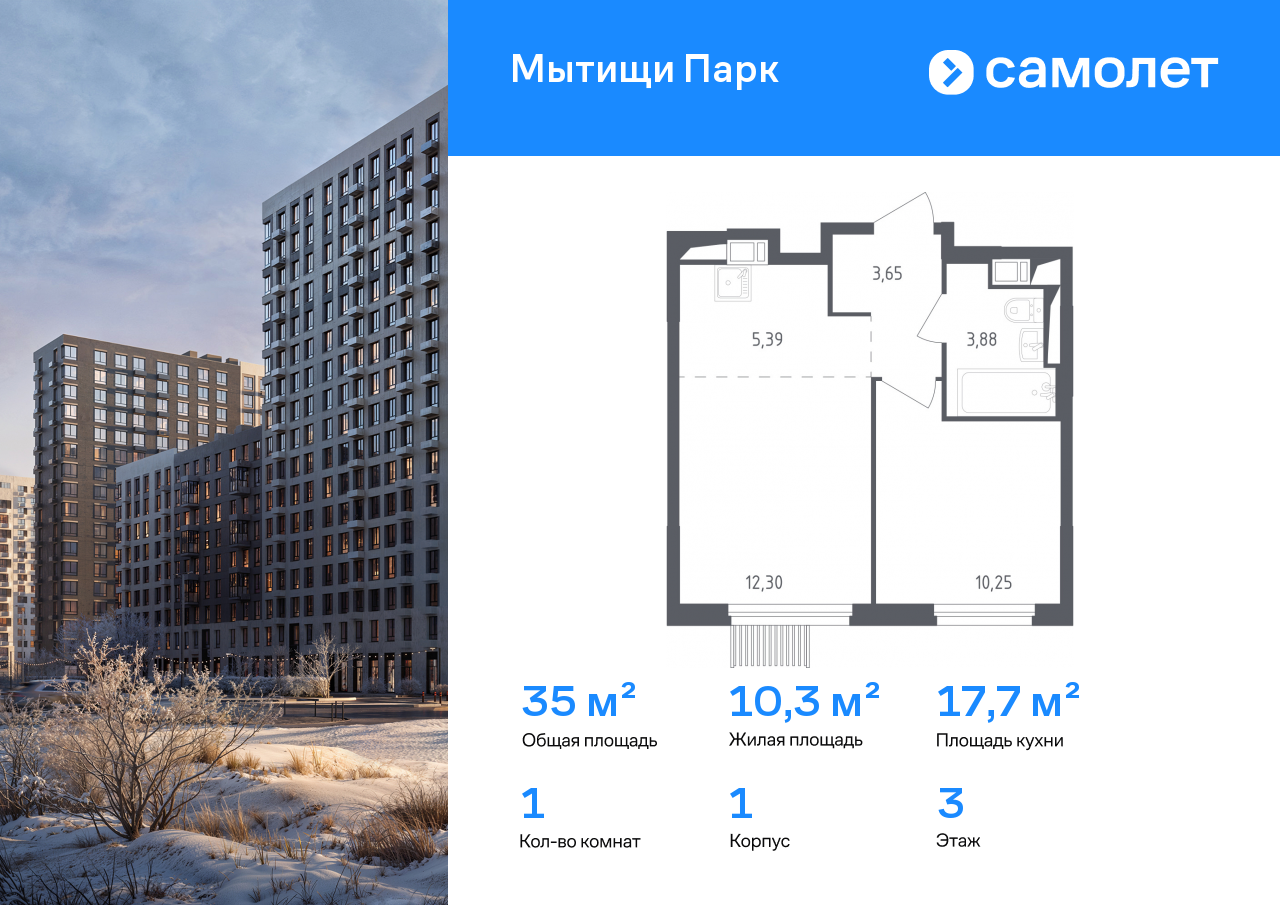 Продажа 1-комнатной новостройки, Московская, 1-й Стрелковый переулок,  1
