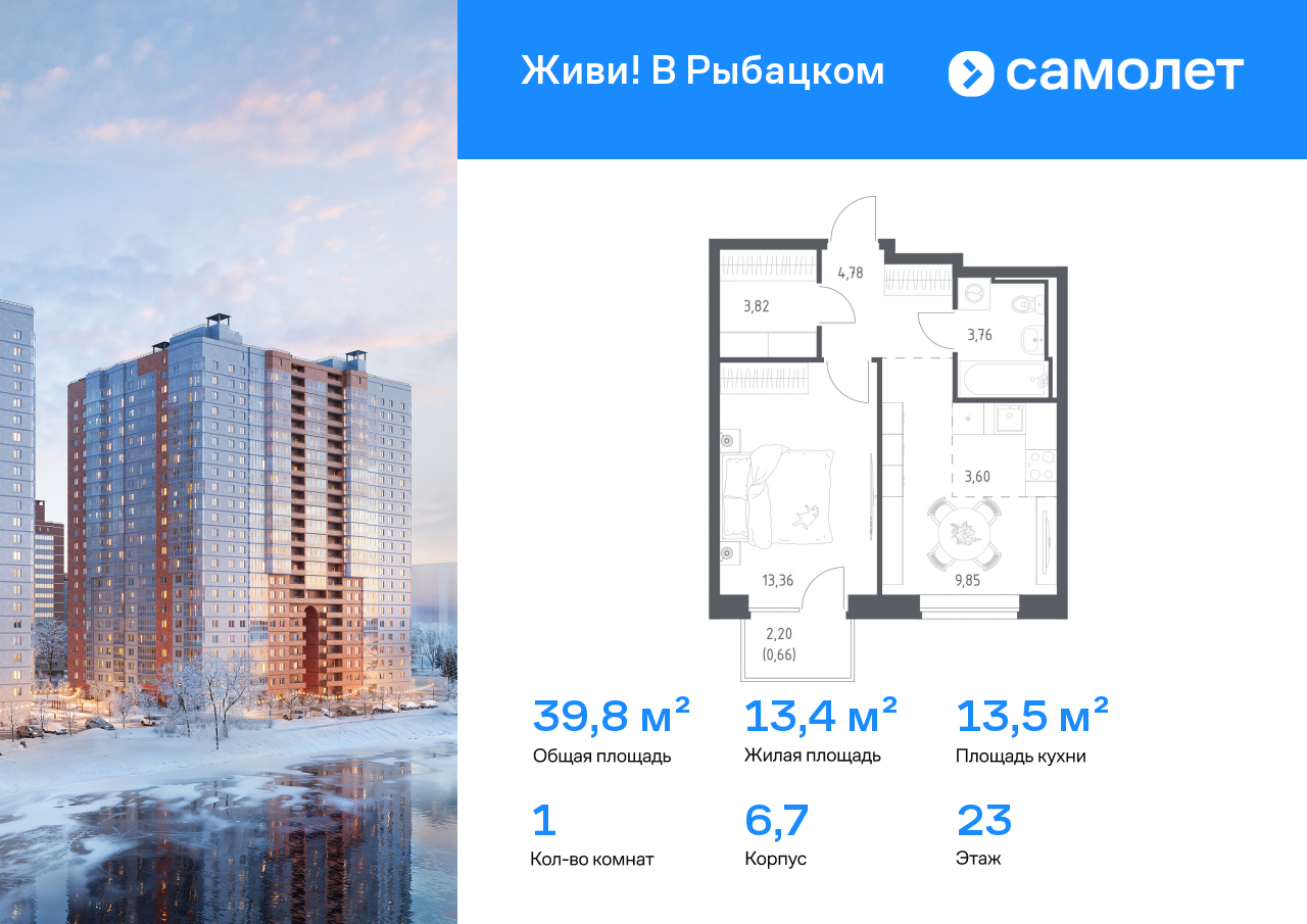 Продажа 1-комнатной новостройки, Санкт-Петербург, Славянская ул,  10
