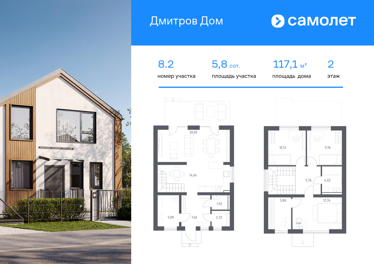 Продажа дома, 117м <sup>2</sup>, 5 сот., Дмитров, КП Дмитров Дом,  1.1