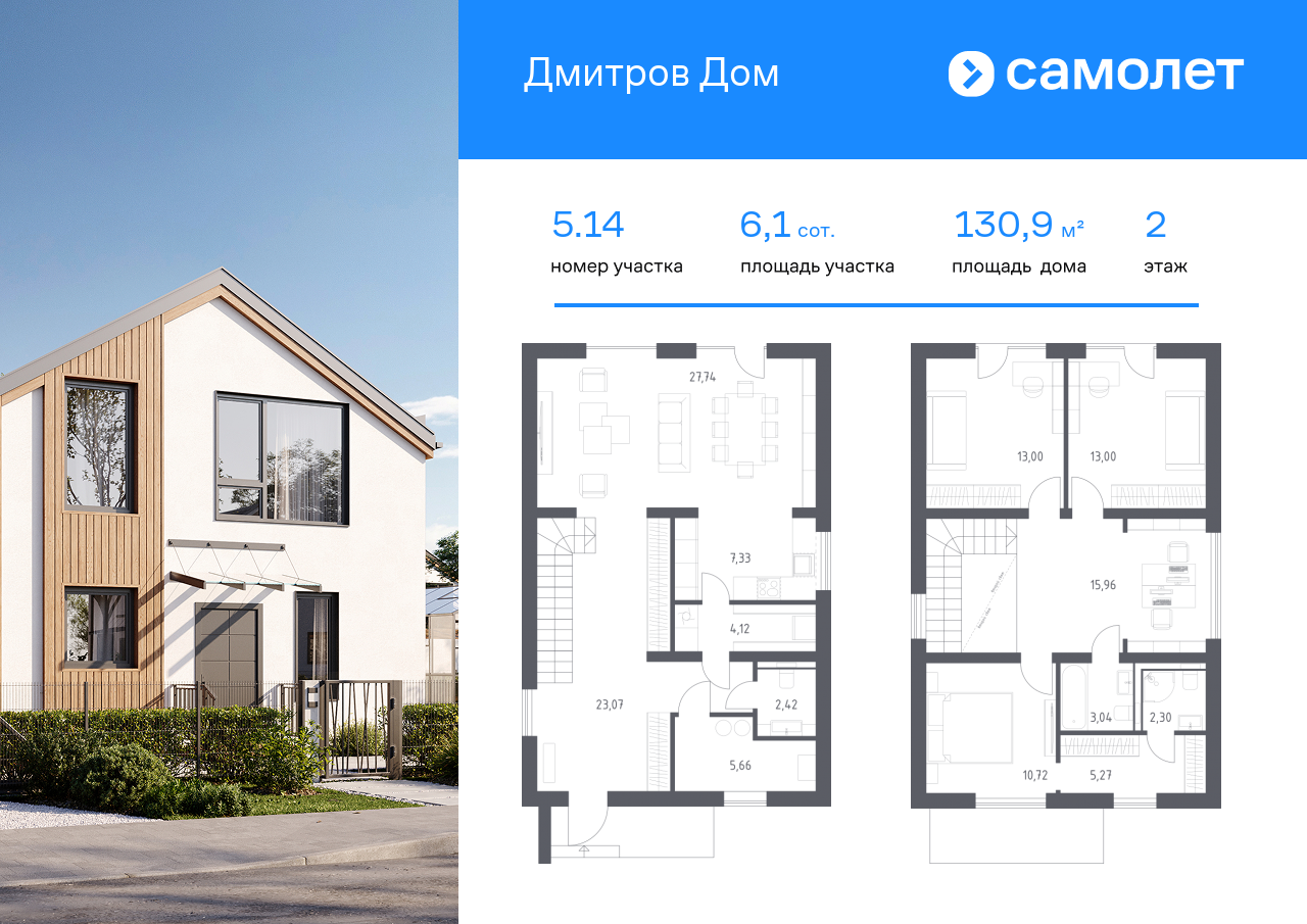 Продажа дома, 130м <sup>2</sup>, 6 сот., Дмитров, КП Дмитров Дом,  1.1